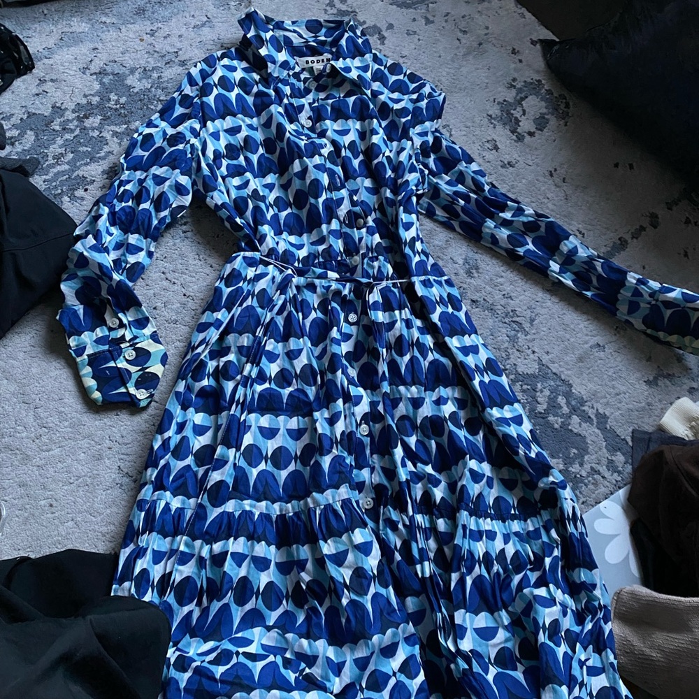 BODEN Blue Patterned Women's Dress - Picture 4 of 6
